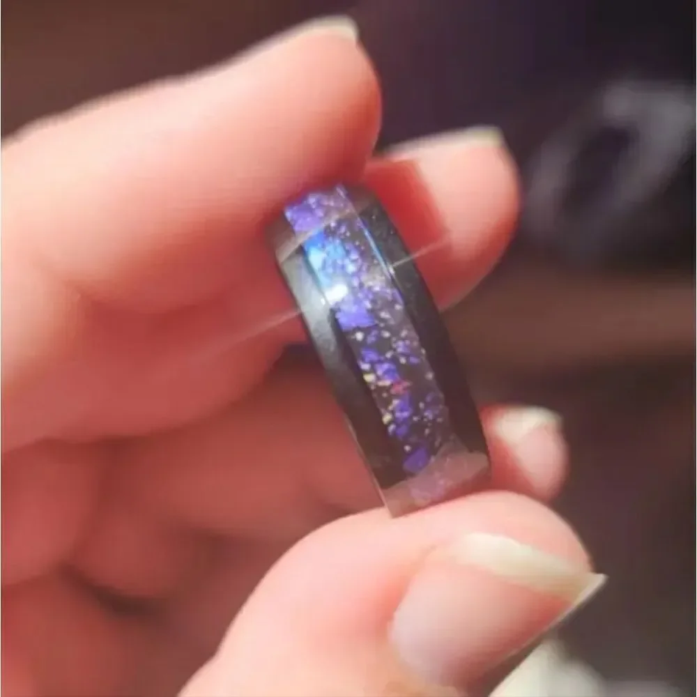 Black Opal Inlay Ring sz 8